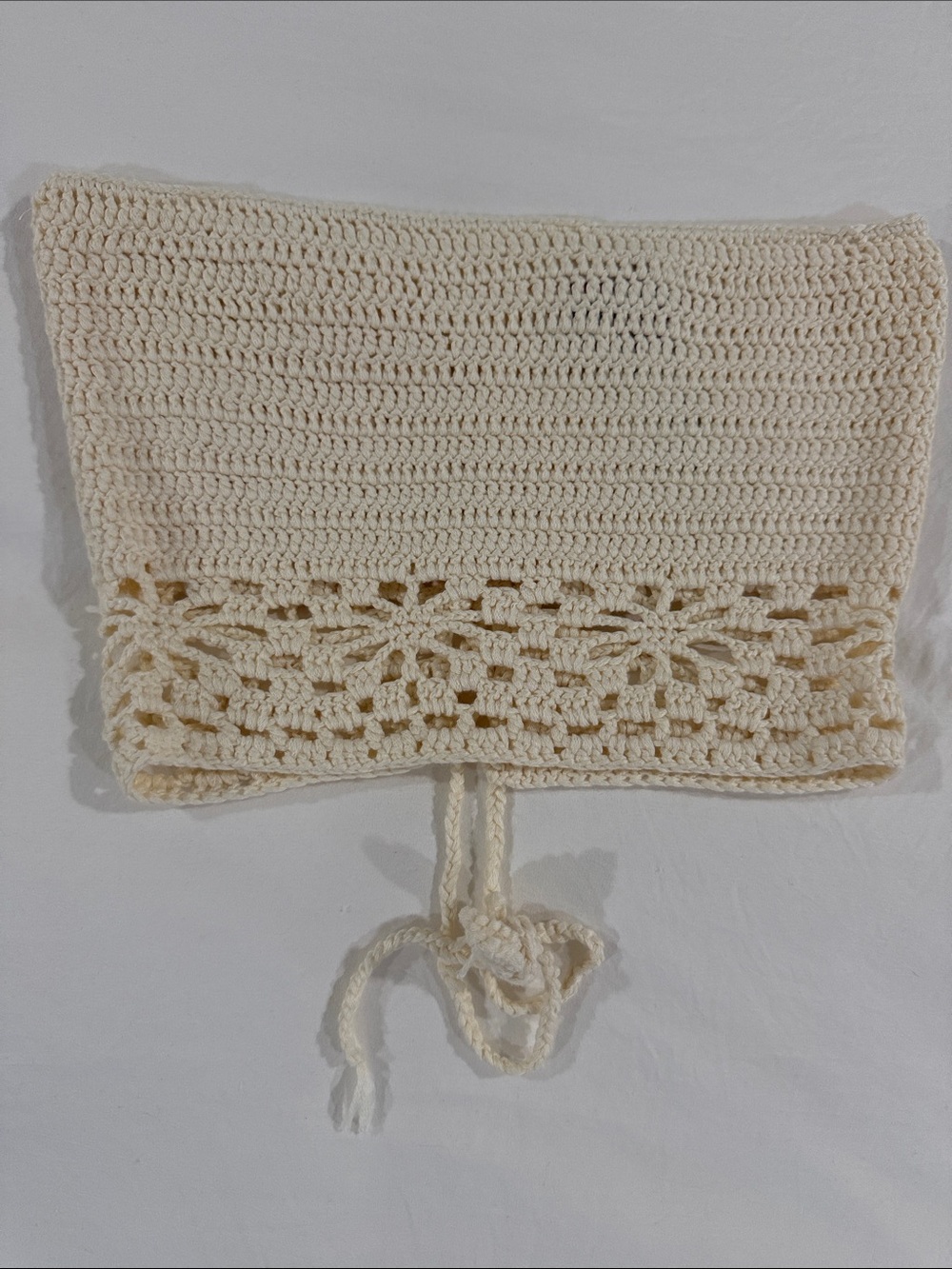 Edikted Cream Crochet Lace-Trim Crop Top